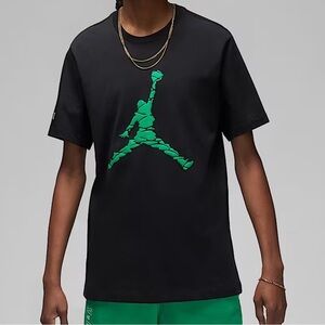 Jordan Essentials Jumpman Black T-Shirt with Green Logo NWT